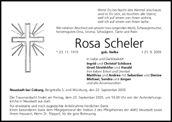 Anzeige von Rosa Scheler von MGO
