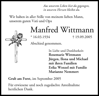 Anzeige von Manfred Wittmann von MGO
