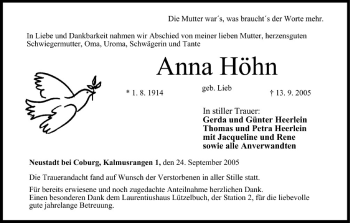 Anzeige von Anna Höhn von MGO