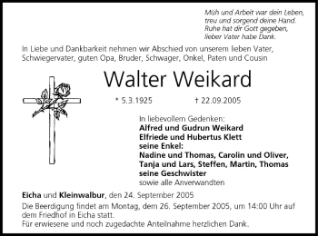 Anzeige von Walter Weikard von MGO