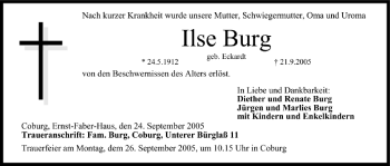 Anzeige von Ilse Burg von MGO