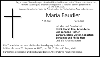 Anzeige von Maria Baudler von MGO