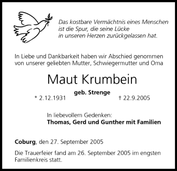 Anzeige von Maut Krumbein von MGO