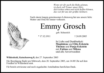 Anzeige von Emmy Grosch von MGO