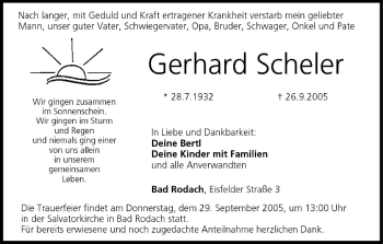 Anzeige von Gerhard Scheler von MGO