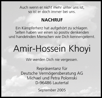 Anzeige von Amir-Hossein Khoyi von MGO