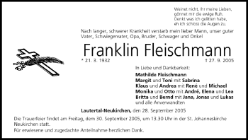 Anzeige von Franklin Fleischmann von MGO