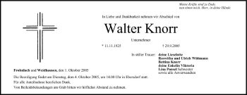 Anzeige von Walter Knorr von MGO