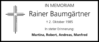Anzeige von Rainer Baumgärtner von MGO