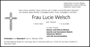 Anzeige von Lucie Welsch von MGO