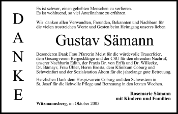 Anzeige von Gustav Sämann von MGO