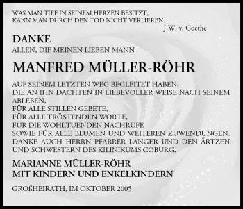 Anzeige von Manfred Müller-Röhr von MGO