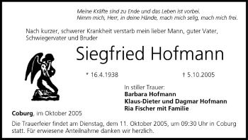 Anzeige von Siegfried Hofmann von MGO