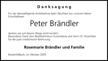 Anzeige von Peter Brändler von MGO