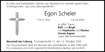 Anzeige von Egon Scheler von MGO