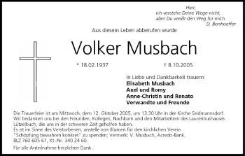 Anzeige von Volker Musbach von MGO