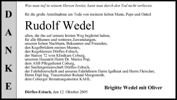 Anzeige von Rudolf Wedel von MGO