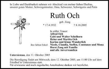 Anzeige von Ruth Och von MGO