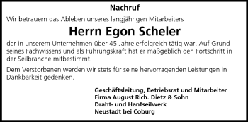 Anzeige von Egon Scheler von MGO