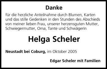 Anzeige von Helga Scheler von MGO