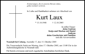 Anzeige von Kurt Laux von MGO
