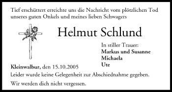 Anzeige von Helmut Schlund von MGO