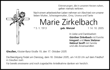 Anzeige von Marie Zirkelbach von MGO