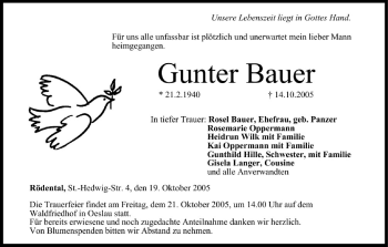 Anzeige von Gunter Bauer von MGO