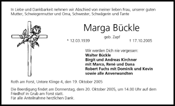 Anzeige von Marga Bückle von MGO