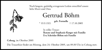 Anzeige von Gertrud Böhm von MGO