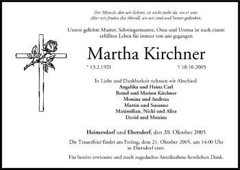 Anzeige von Martha Kirchner von MGO