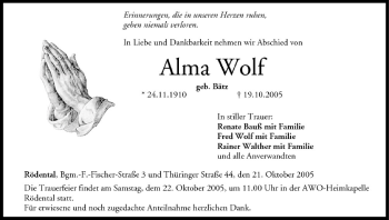 Anzeige von Alma Wolf von MGO