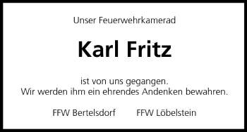 Anzeige von Karl Fritz von MGO