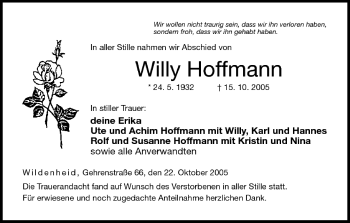 Anzeige von Willy Hoffmann von MGO