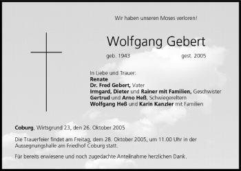 Anzeige von Wolfgang Gebert von MGO