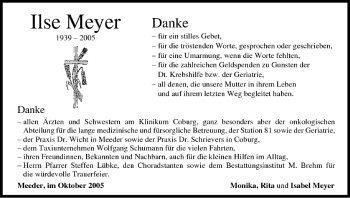 Anzeige von Ilse Meyer von MGO