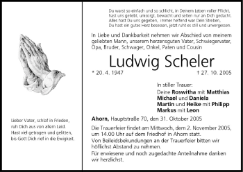Anzeige von Ludwig Scheler von MGO