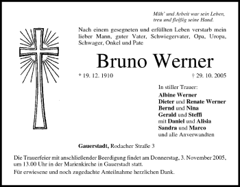 Anzeige von Bruno Werner von MGO