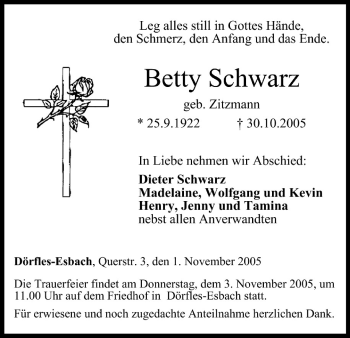Anzeige von Betty Schwarz von MGO
