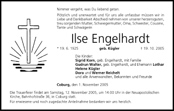 Anzeige von Ilse Engelhardt von MGO
