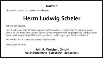 Anzeige von Ludwig Scheler von MGO