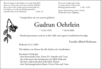 Anzeige von Gudrun Oehrlein von MGO
