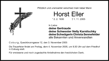 Anzeige von Horst Eller von MGO