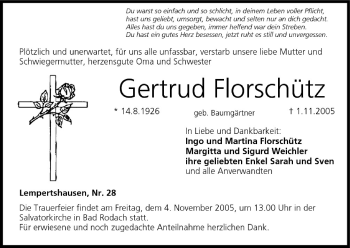 Anzeige von Gertrud Florschütz von MGO