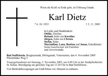 Anzeige von Karl Dietz von MGO