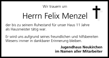 Anzeige von Felix Menzel von MGO