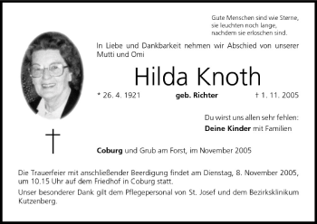 Anzeige von Hilda Knoth von MGO