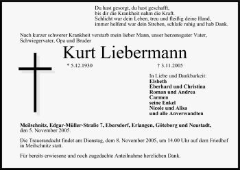 Anzeige von Kurt Liebermann von MGO