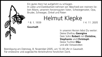 Anzeige von Helmut Klepke von MGO