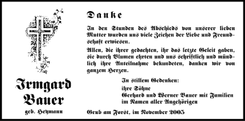 Anzeige von Irmgard Bauer von MGO